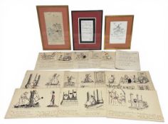 A mixed lot to include two signed ink illustrations on paper by Osbert Lancaster (1908-1986)