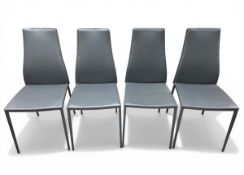 A set of four contemporary Italian regenerated leather and metal Aida dining chairs by Calligaris