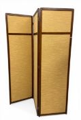 An Edwardian mahogany framed folding privacy screen comprised of three upholstered panels. H.173 W.