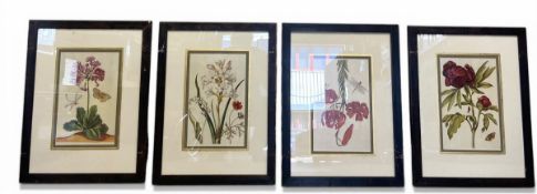 A set of four 19th century style flower prints, framed and glazed. H.55 W.43cm