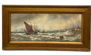 Thomas Bush Hardy (1842-1897), a large framed and glazed watercolour, On the East Coast, with many