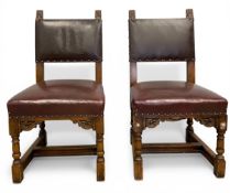 Maritime interest: A pair of early 20th century oak framed and brown leather upholstered executive
