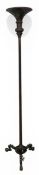 A 19th century style heavy cast iron uplighter on tripod cabriole paw supports. H.175 W.40 W.40cm