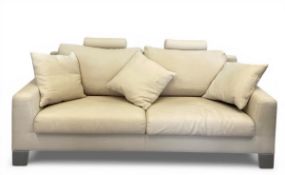 A contemporary Plumbs Prestige two seater sofa in oatmeal calico upholstery. H.70 W.200 D.100cm