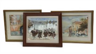 Three contemporary watercolours by Victoria Barnes. Two signed. All framed and glazed. 30x36cm (