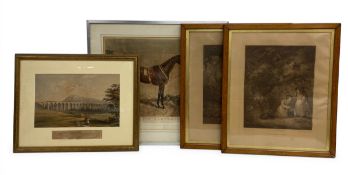Four 19th century engravings titled 'Alice Hawthorn', 'No.1 Gathering Fruit', 'No.2 Gathering