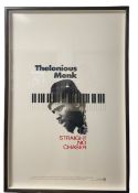 A vintage 1980s movie poster for 'Thelonius Monk: Straight No Chaser'. Produced by Clint Eastwood