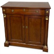 A 19th century mahogany dwarf pier cabinet or sideboard with brass mounted frieze drawers over the
