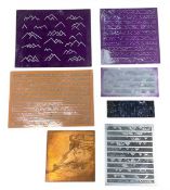 A miscellaneous collection of copper and metal engraving plates. H.31 W.46cm