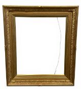 A C.1900 gilt gesso picture frame with beadwork border in an acanthus leaf moulded surround. H.70