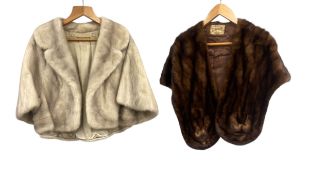 Two vintage ladies mink fur stoles or shrug capes. Medium sizes.