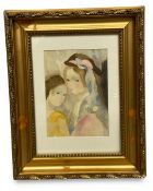 After Marie Laurencin (1883-1956), a 20th century pencil and watercolour portrait of two young