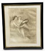 After Marie Laurencin (1883-1956), an early 20th century etching titled 'Dancing Figures'. Signed in