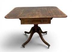 A Georgian mahogany drop-leaf Pembroke or sofa table with crossbanded top over the single frieze