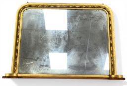 A 19th century gilt gesso overmantel mirror with original arched plate. H.86 W.130cm