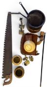 A vintage brass Chub padlock and three others together with a C.1910 'Sir Hiram Maxim's Pipe of