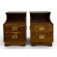 A pair of military campaign style brass bound yewwood bedside cabinets with carrying handles. H.58 - Image 1 of 3