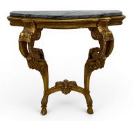 An 19th century Italian style console table with marble top above a carved giltwood base. H.82 W.