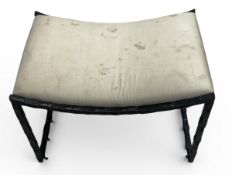 A mid century Brutalist style footstool with wrought iron frame. H.41 W.60 D.42cm