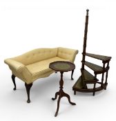 A set of Georgian style mahogany library steps and a similar widow seat and tripod table. (Window
