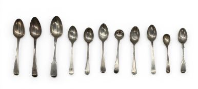 A miscellaneous collection of English hallmarked silver spoons. 136g
