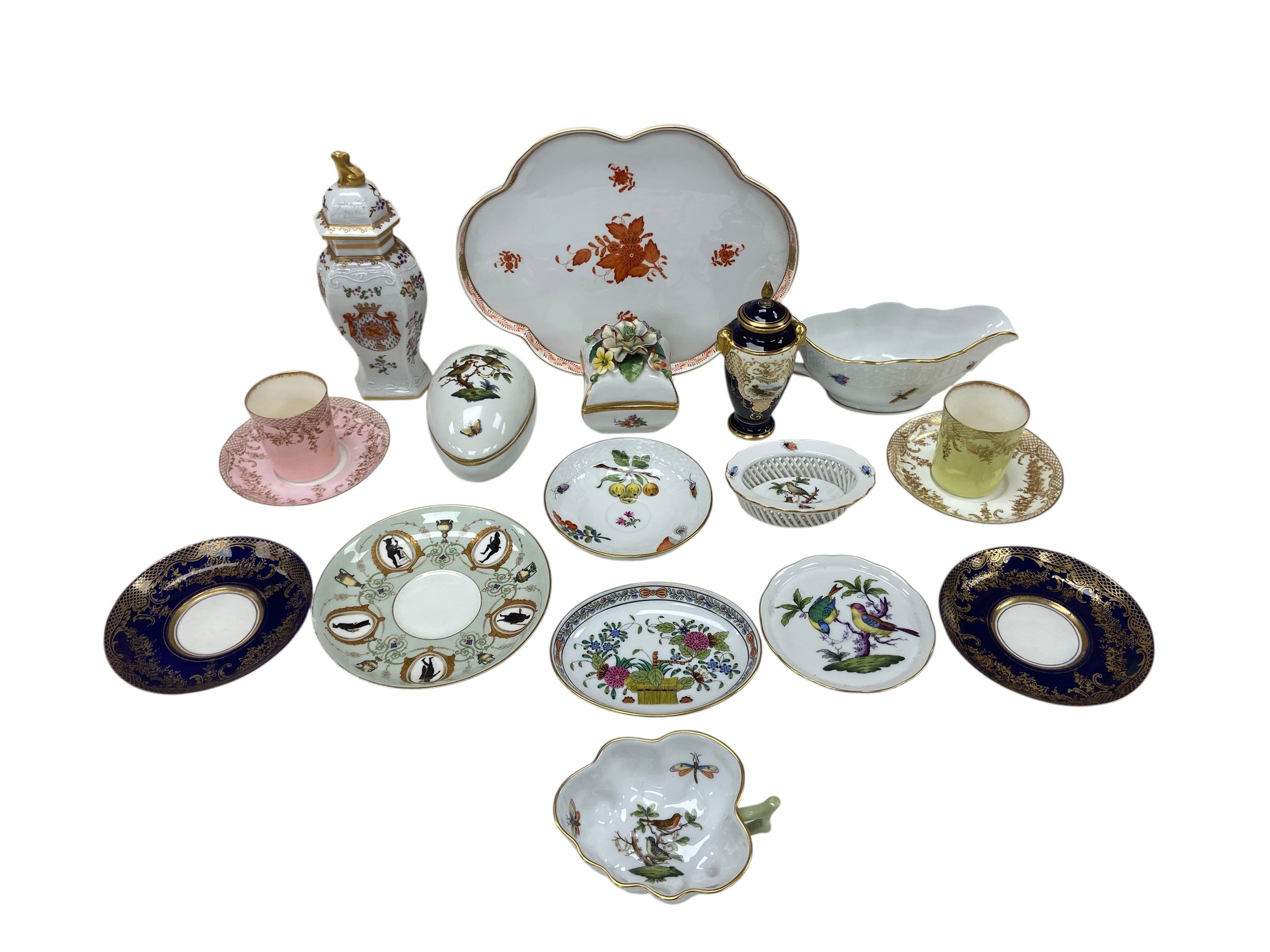 A mixed collection of Herend and other hand decorated porcelain items. - Image 7 of 8