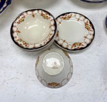 A 19th century Myott & Son part dinner service; six dinner plates etc., 'Rosemary' pattern.