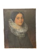 A 19th century oil painting on canvas, portrait study, unframed. H.61 W.49cm