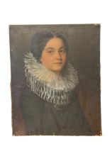 A 19th century oil painting on canvas, portrait study, unframed. H.61 W.49cm