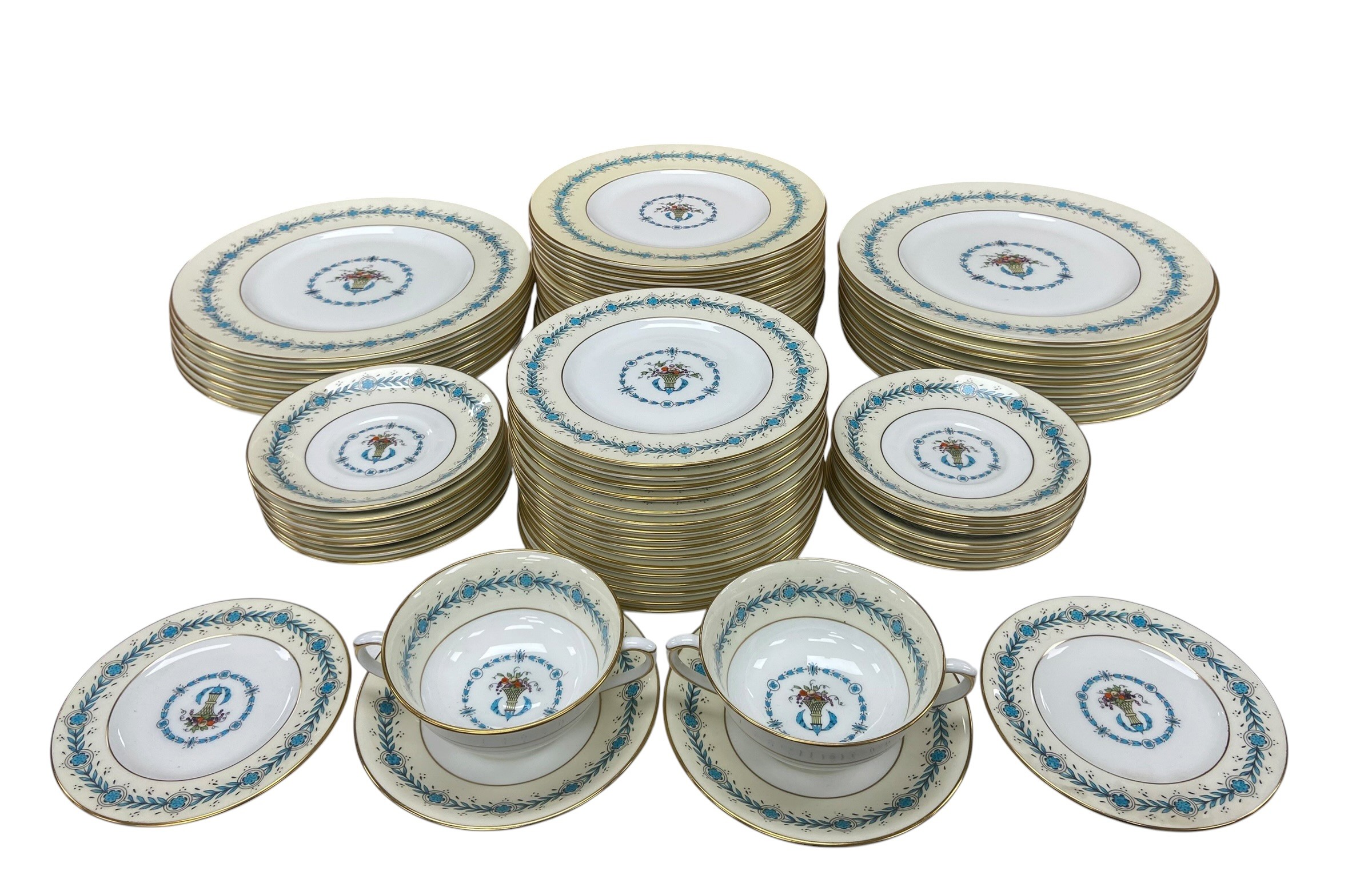 A Coalport 'Queen Elizabeth' pattern part dinner service, 16 dinner plates, 18 dessert, 2 tea