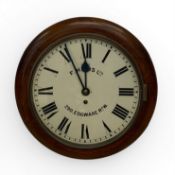A late 19th century mahogany cased wall clock marked F Hinds Ltd, Edgware Road. Dia.41cm