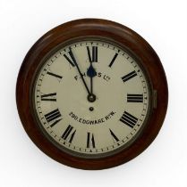 A late 19th century mahogany cased wall clock marked F Hinds Ltd, Edgware Road. Dia.41cm