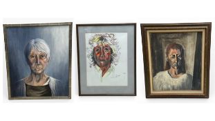 Sheila Steafel (1935-2019), three portrait studies. (Various sizes: grey haired woman H.93 W.53cm.