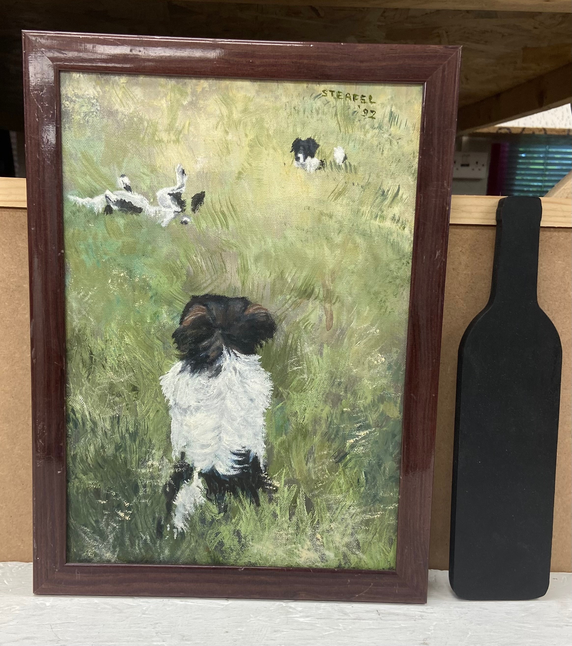 Sheila Steafel (1935-2019), Two oil paintings on canvas, dog portraits, signed and dated. H.33 W. - Image 6 of 9