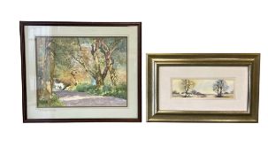 A contemporary watercolour titled 'The Wizard, Alderley Edge' by Davit Elliott, together with