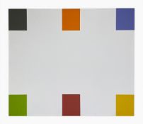 Gina Burdass (b.1951), a contemporary minimalist abstract Op-Art style acrylic on grained linen