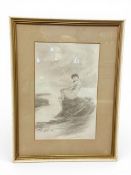 Charles Prosper Sainton (1861-1941), an early 20th century pencil drawing depicting a female nude on