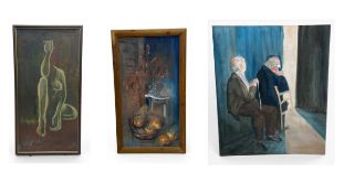 Sheila Steafel (1935-2019), three oil paintings on canvas, expressionist studies. (Various sizes,