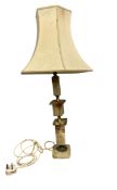 A mid 20th century Italian style onyx table lamp with shade. H.84 W.40 D.40cm