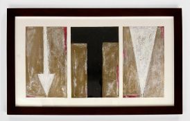 Orazio De Gennaro (b.1957), a contemporary gold leaf, oil pastel and wax triptych painting titled '