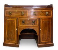 A 19th century mahogany dwarf sideboard with satinwood strung, galleried top over an arrangement