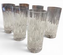 A set of six cut crystal Christofle highball glasses in the original box.