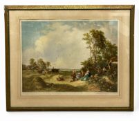 Eugène James Tily (1870-1937), a C.1900 hand coloured mezzotint engraving titled 'The Harvest Filed'