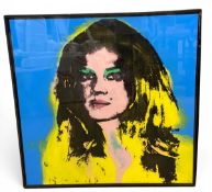 After Andy Warhol (1928-1987), a large vintage silkscreen portrait of Baroness von Thyssenon canvas.