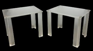 A pair of vintage Italian lucite lamp or occasional tables on canted supports. H.51 W.60 S.45cm
