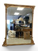 A large late 19th century giltwood and gesso overmantel mirror with original plate. H.190 W.135cm