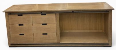 A contemporary oak Roche Bobois 'Maxime' sideboard with plank top over an arrangement of drawers and