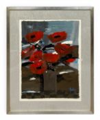 Jean-Jacques Grandgerard Meautry (1921-2000), a 1970s acrylic on paper titled 'Vallmo'. Signed