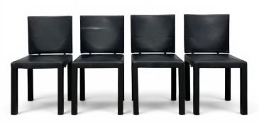 A set of four contemporary black leather upholstered Arcadia dining chairs by Paolo Piva for B&B