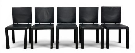 A set of five contemporary black leather upholstered Arcadia dining chairs by Paolo Piva for B&B